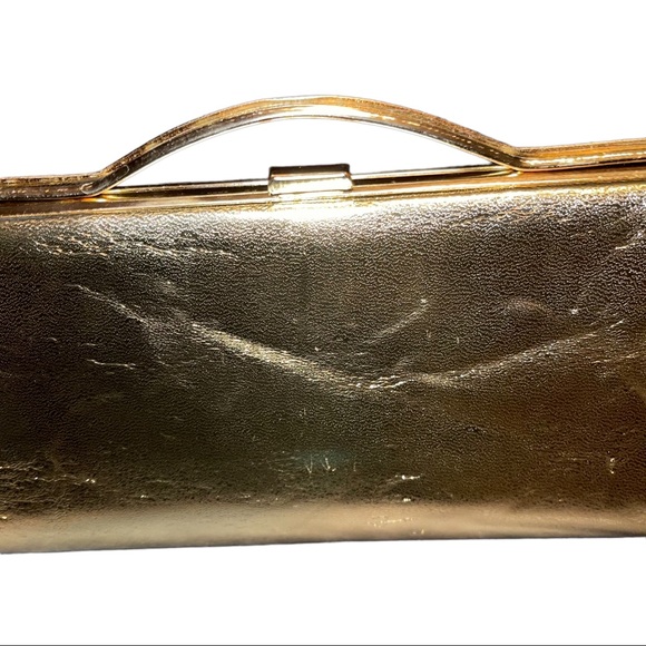 Vintage Gold Metallic Clutch Purse Women’s Evening Handbag - Picture 2 of 7